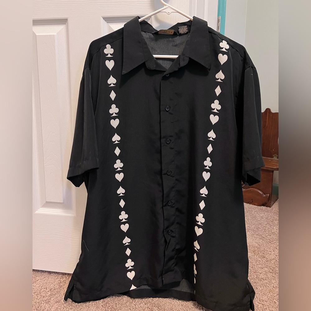 Men’s XL M.E. Sport Poker Shirt black w cards, NEW w/o tags